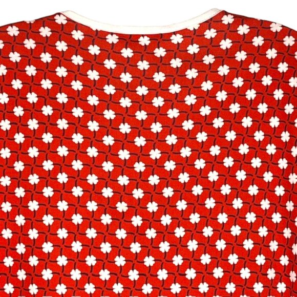 Carven Plaid & Clover Short Sleeved 100% Cotton Mini Dress - Red/White/Blue - S - Picture 7 of 10